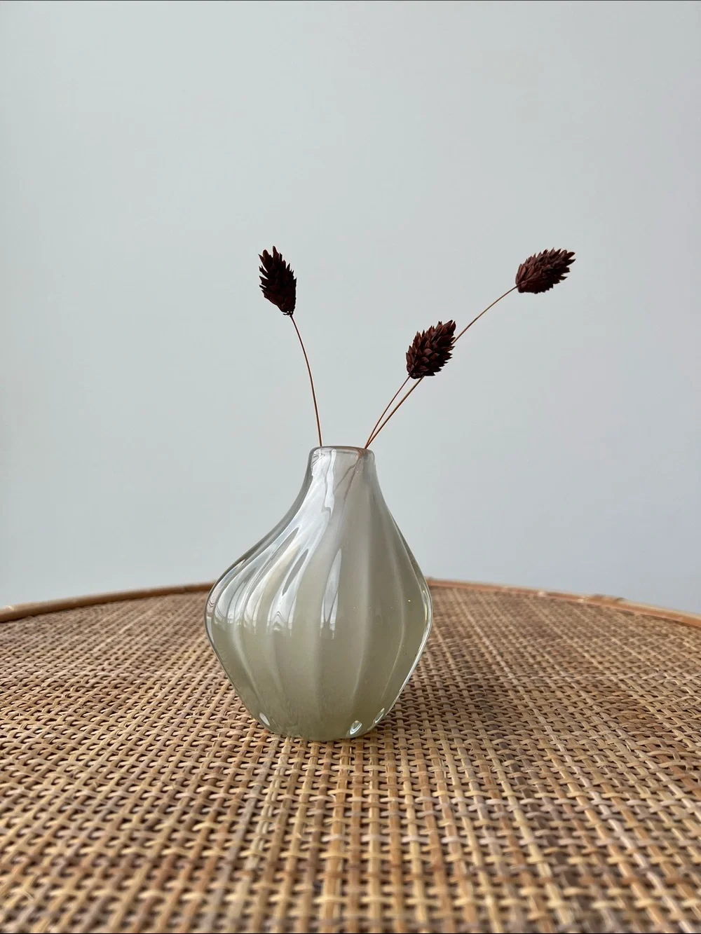 Neutral Blown Glass Vase Small Asymmetrical
